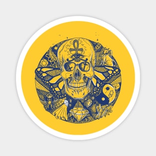 Navy Gold Skull Circle of Humanity Magnet